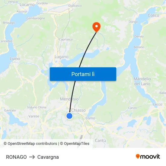 RONAGO to Cavargna map
