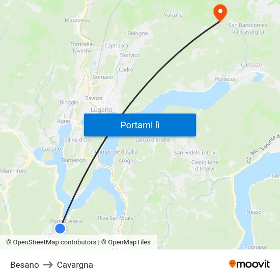 Besano to Cavargna map