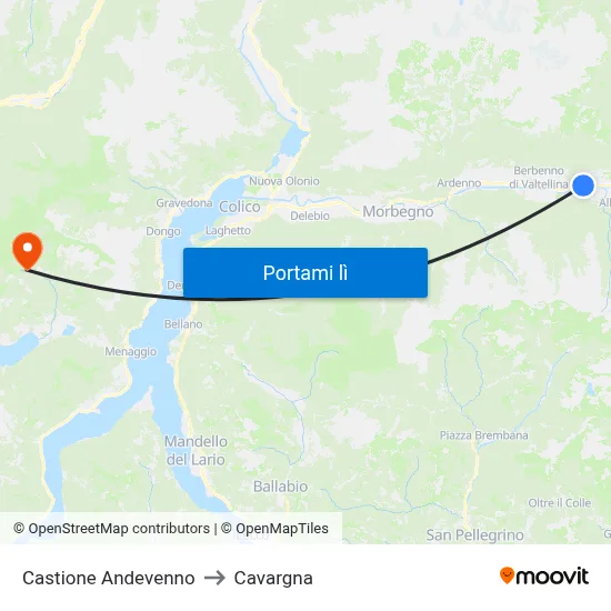 Castione Andevenno to Cavargna map