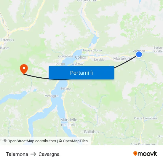 Talamona to Cavargna map