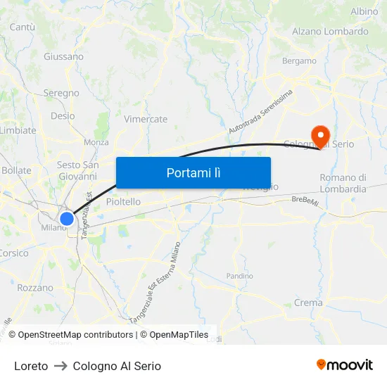 Loreto to Cologno Al Serio map