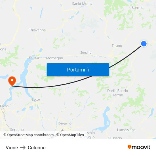 Vione to Colonno map