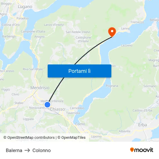 Balerna to Colonno map