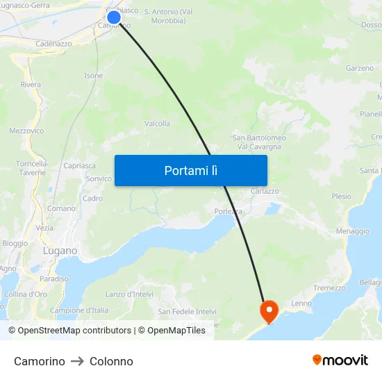 Camorino to Colonno map