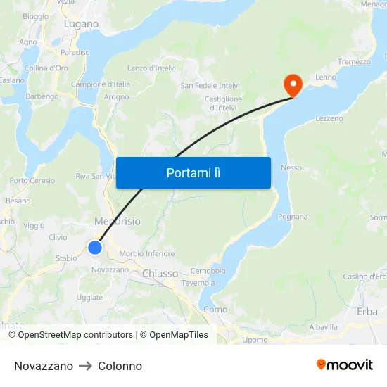 Novazzano to Colonno map