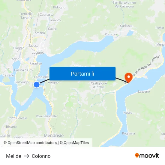 Melide to Colonno map