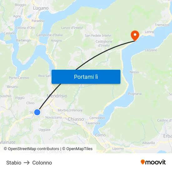 Stabio to Colonno map