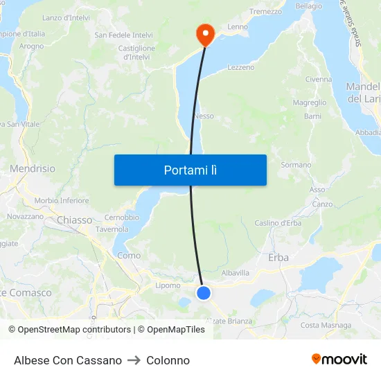 Albese Con Cassano to Colonno map