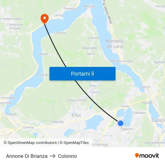 Annone Di Brianza to Colonno map