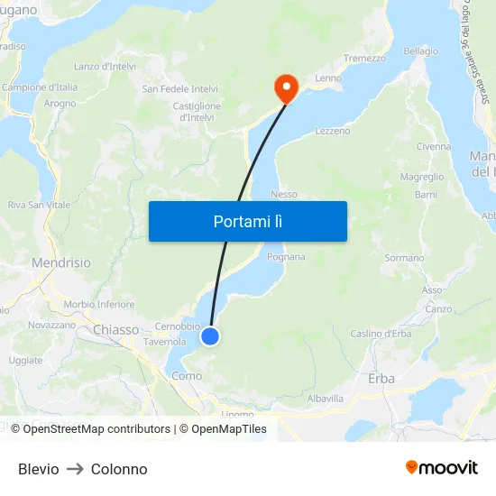 Blevio to Colonno map