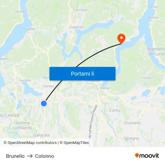 Brunello to Colonno map