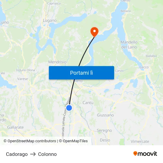 Cadorago to Colonno map