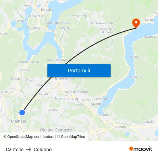 Cantello to Colonno map