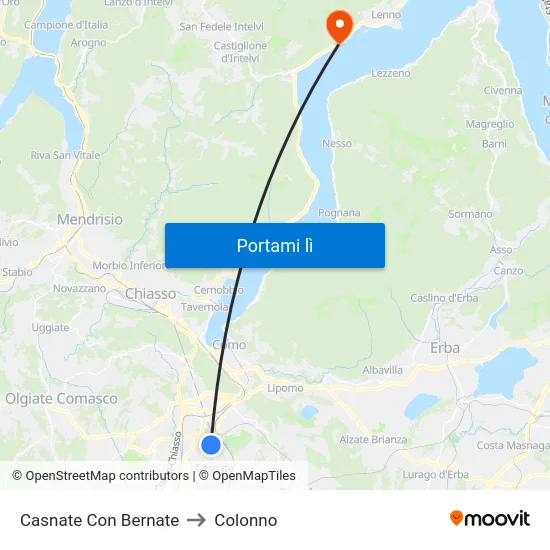 Casnate Con Bernate to Colonno map