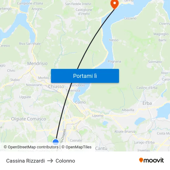 Cassina Rizzardi to Colonno map