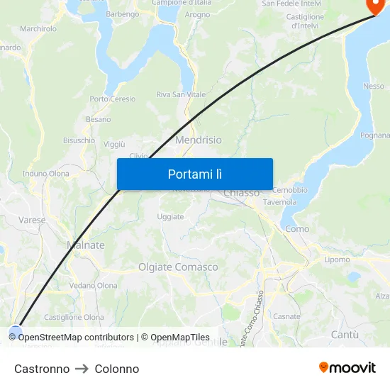 Castronno to Colonno map