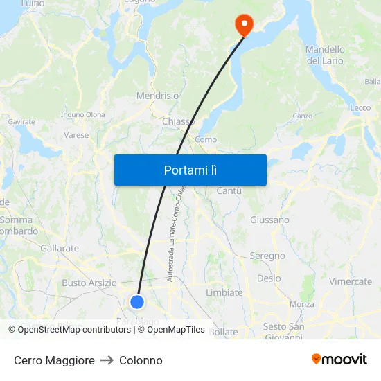 Cerro Maggiore to Colonno map
