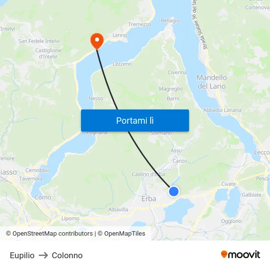 Eupilio to Colonno map