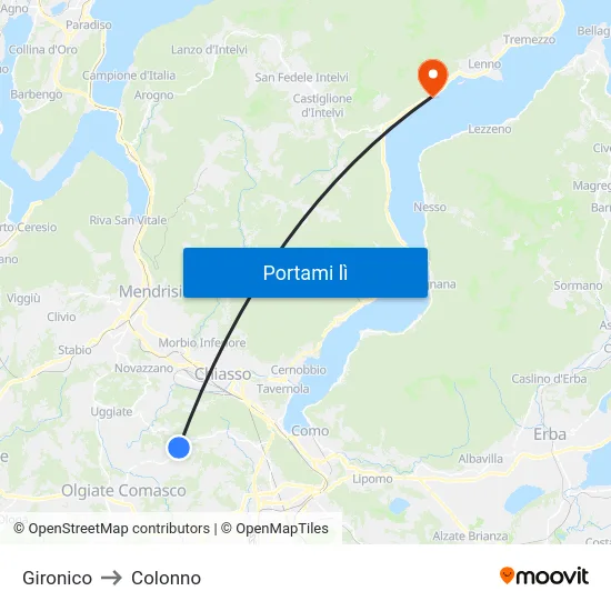 Gironico to Colonno map