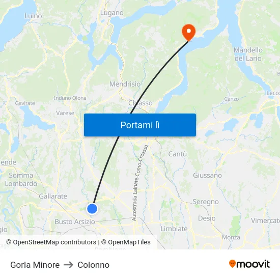 Gorla Minore to Colonno map