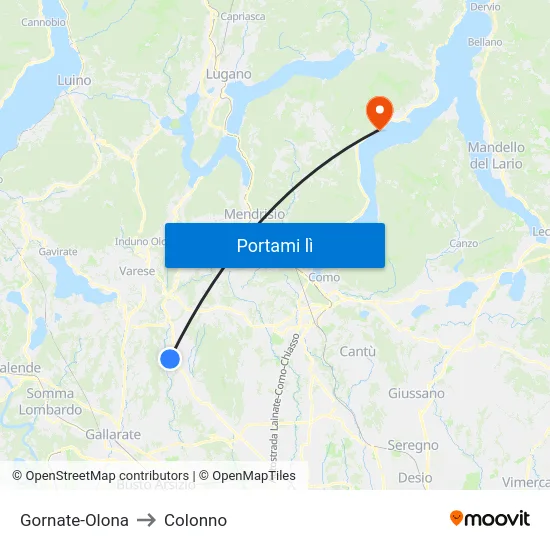 Gornate-Olona to Colonno map