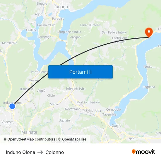 Induno Olona to Colonno map