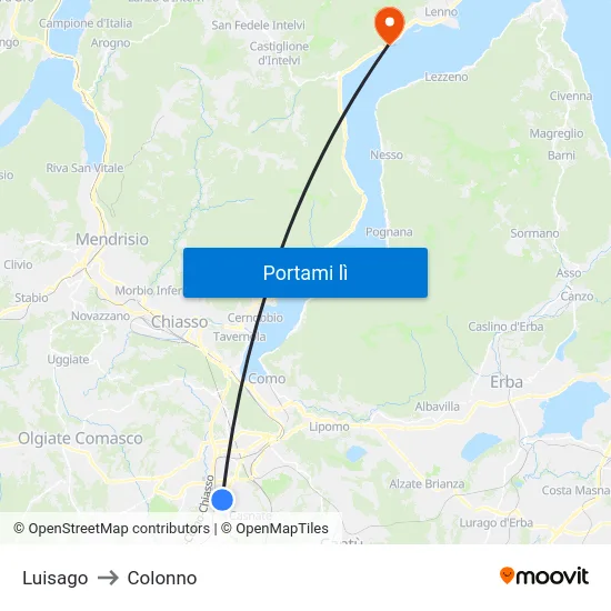 Luisago to Colonno map