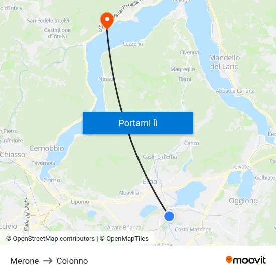 Merone to Colonno map