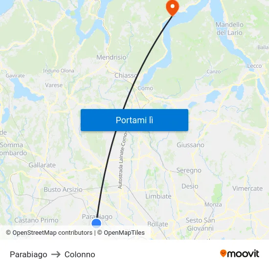 Parabiago to Colonno map