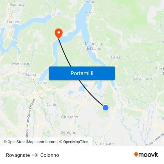 Rovagnate to Colonno map