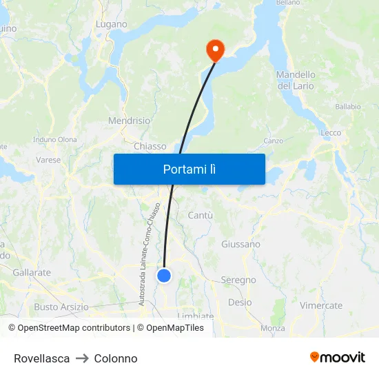 Rovellasca to Colonno map