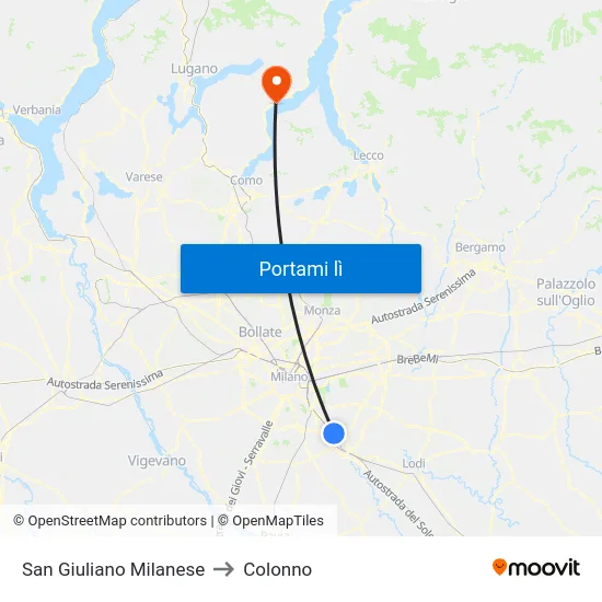 San Giuliano Milanese to Colonno map