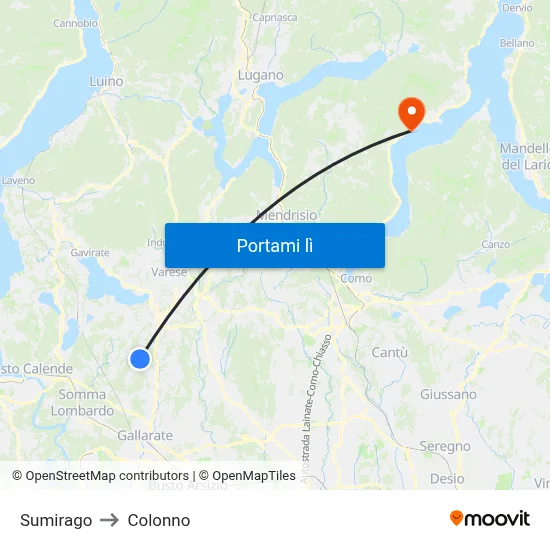 Sumirago to Colonno map