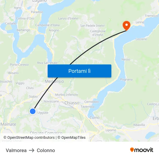 Valmorea to Colonno map