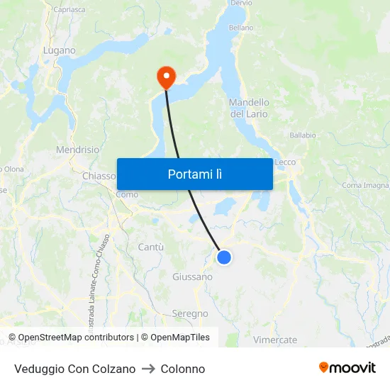 Veduggio Con Colzano to Colonno map