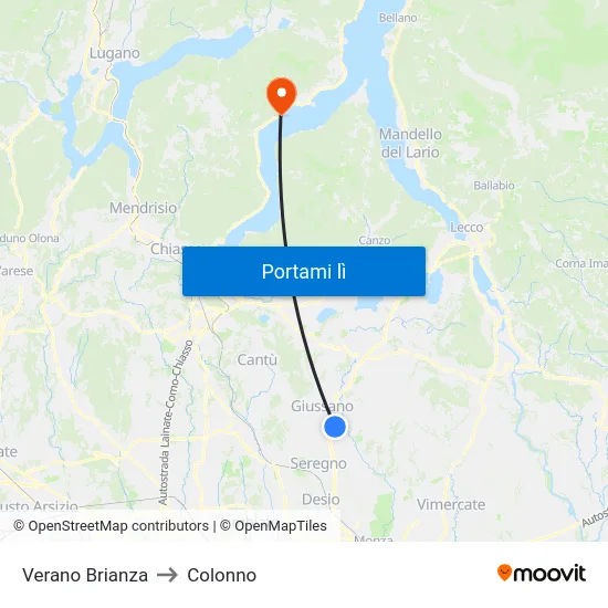 Verano Brianza to Colonno map