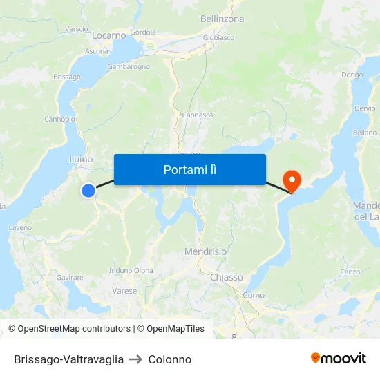 Brissago-Valtravaglia to Colonno map