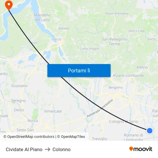 Cividate Al Piano to Colonno map