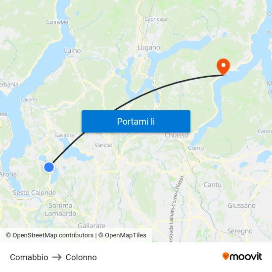 Comabbio to Colonno map