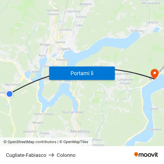 Cugliate-Fabiasco to Colonno map