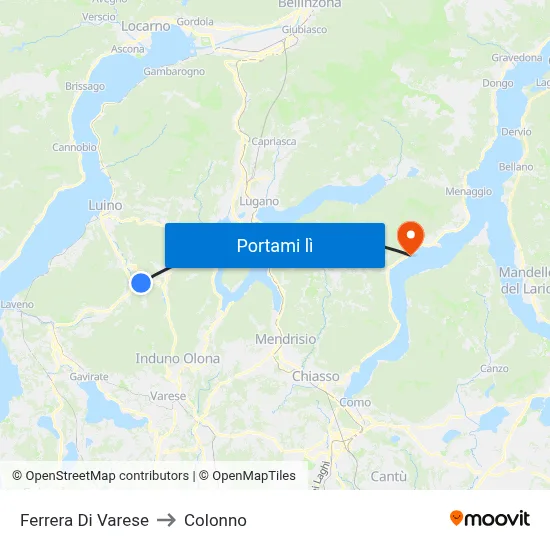 Ferrera Di Varese to Colonno map