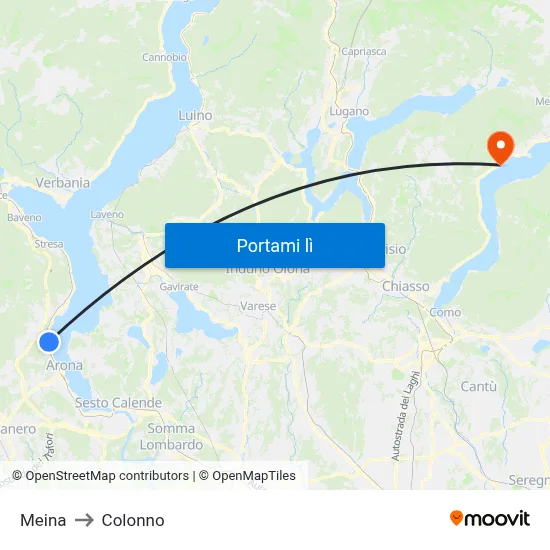 Meina to Colonno map