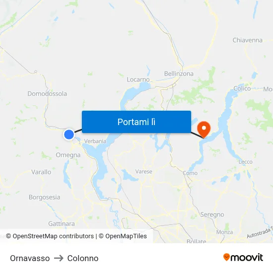 Ornavasso to Colonno map