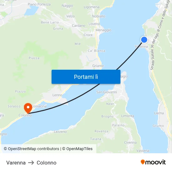 Varenna to Colonno map