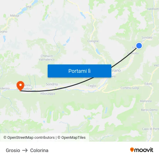 Grosio to Colorina map