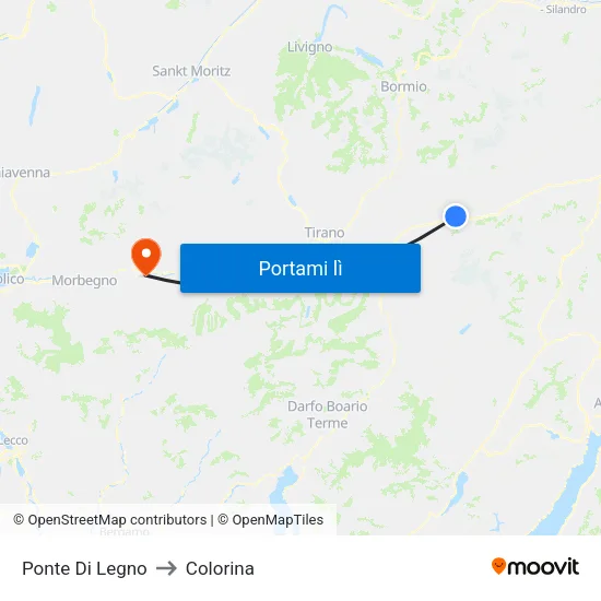 Ponte Di Legno to Colorina map