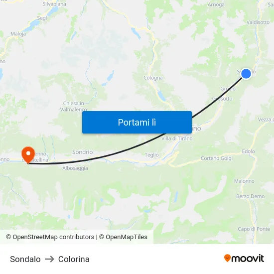 Sondalo to Colorina map