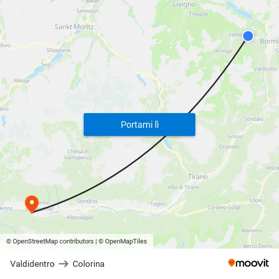 Valdidentro to Colorina map