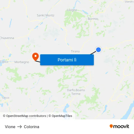 Vione to Colorina map