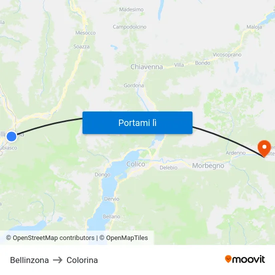 Bellinzona to Colorina map
